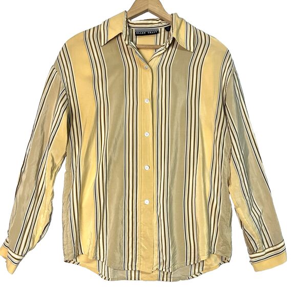 Linda Allard Ellen Tracy 100% Silk VTG 90s Long Sleeve Button Down Blouse Size 8 - Picture 1 of 6